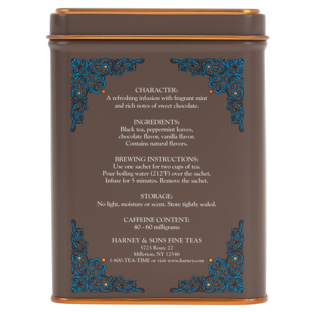 Harney and Sons Chocolate Mint, Flavored Black Tea - 20 Sachets per Tin - Image 3