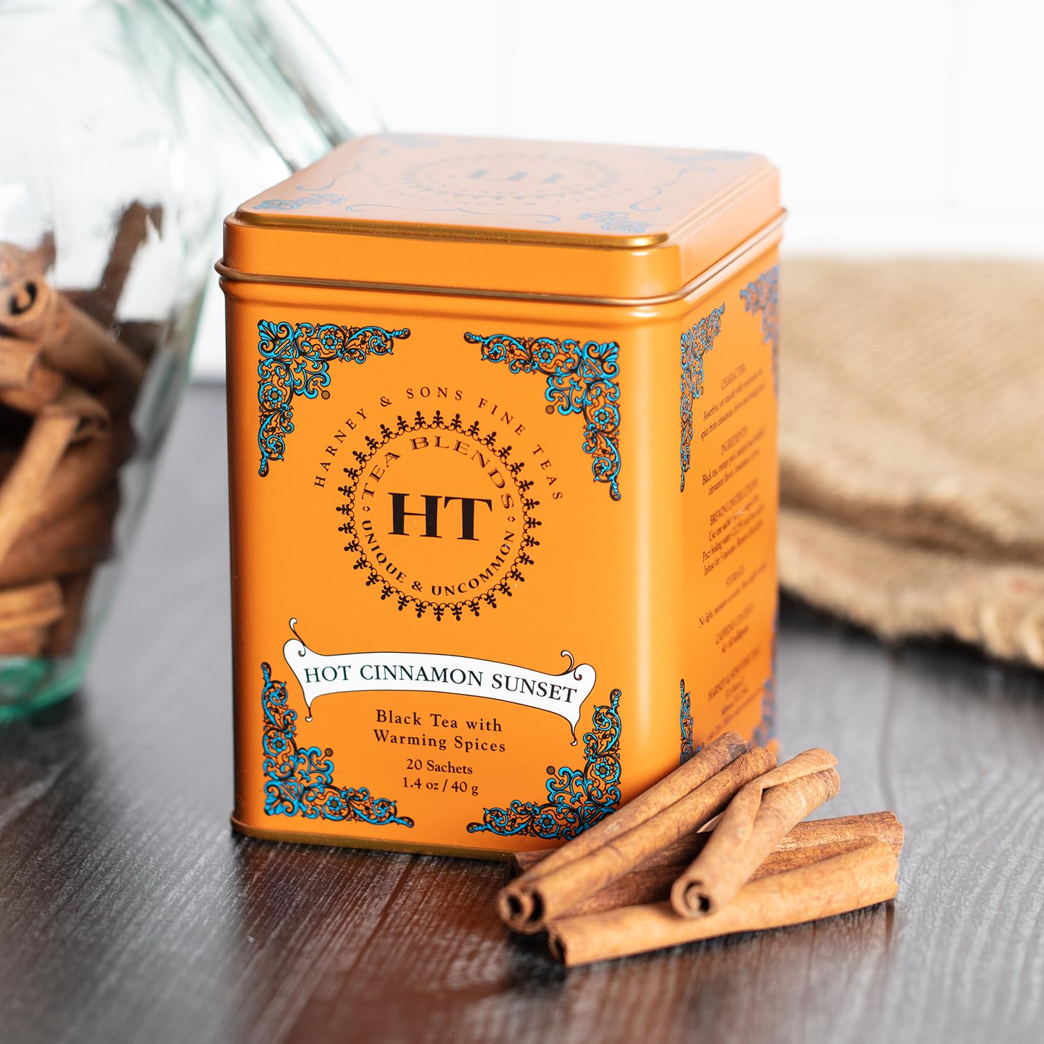 Harney & Sons Caffeinated Hot Cinnamon Sunset Black Tea with Orange and Cloves Tin 20 Sachets (Pack of 1) - Image 7