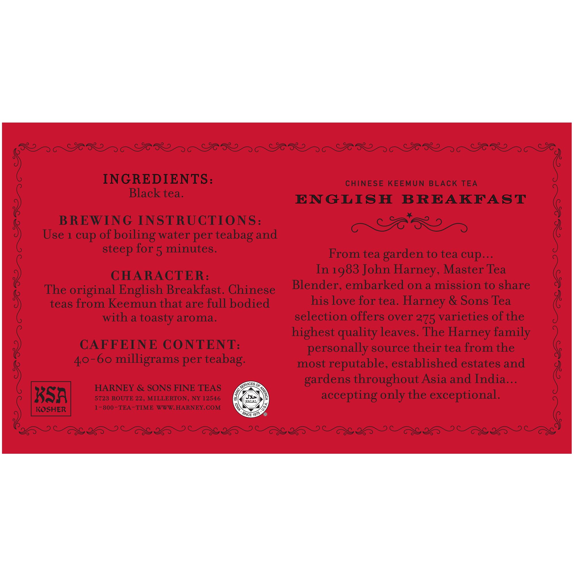 Harney & Sons English Breakfast Black Tea, 50 Tea Bags – Classic Keemun Blend for Bold, Full-Bodied Flavor, Kosher - Image 3