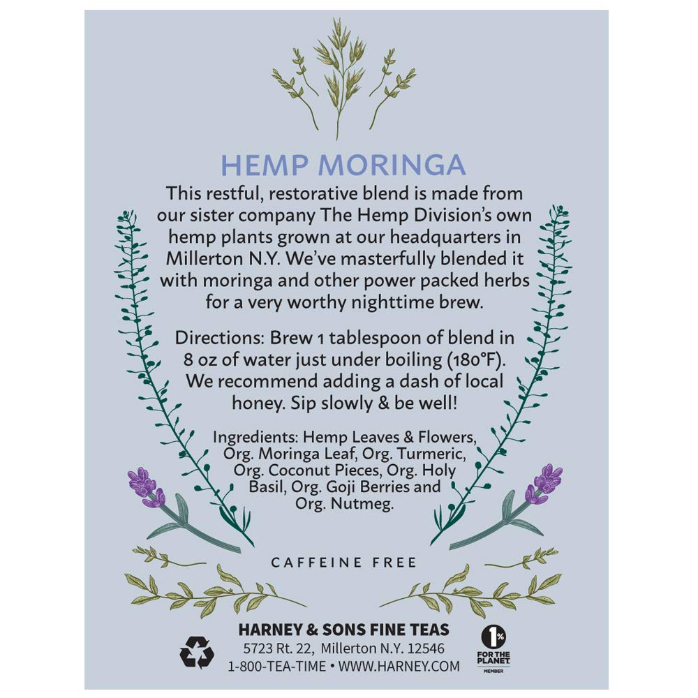 Harney & Sons Hemp Moringa Tea Blend, Wellness, Deep Sleep Blend, 5 oz tin - Image 5