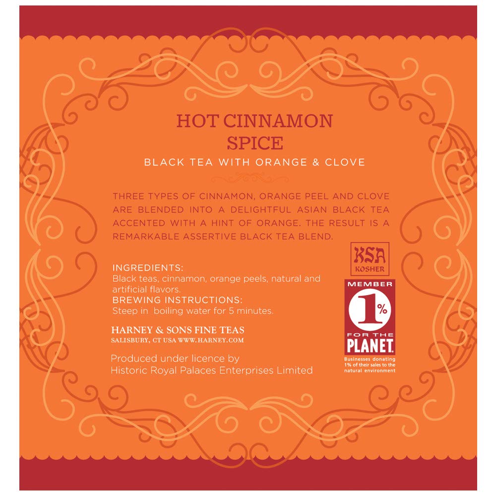 Harney & Sons Hot Cinnamon Spice Tea Tin - Black Tea with Orange & Sweet Clove - 2.67 Ounces, 30 Sachets - Image 5