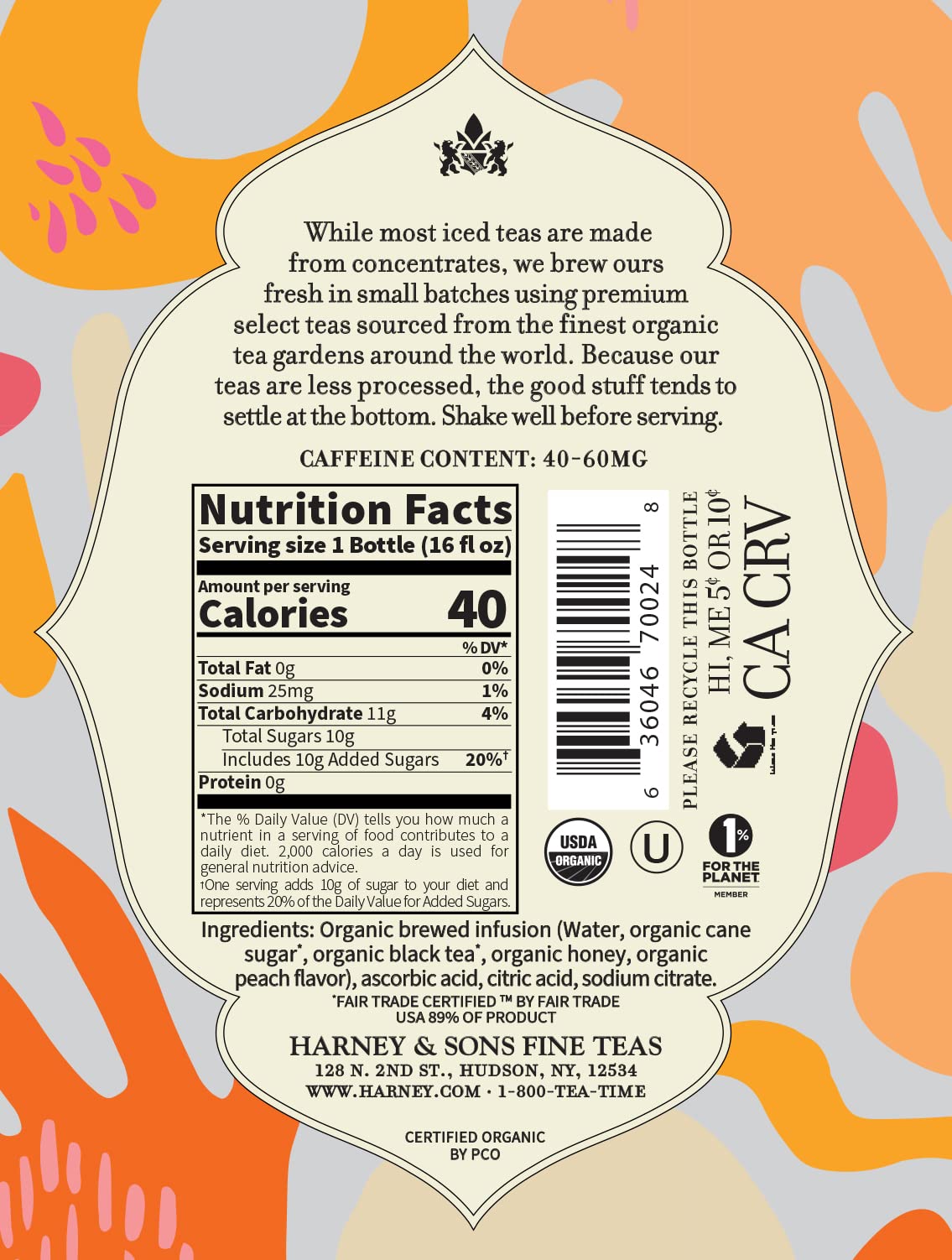 Harney & Sons Iced Tea, Peach Black, 16 Fl Oz (Pack of 12) - Image 4