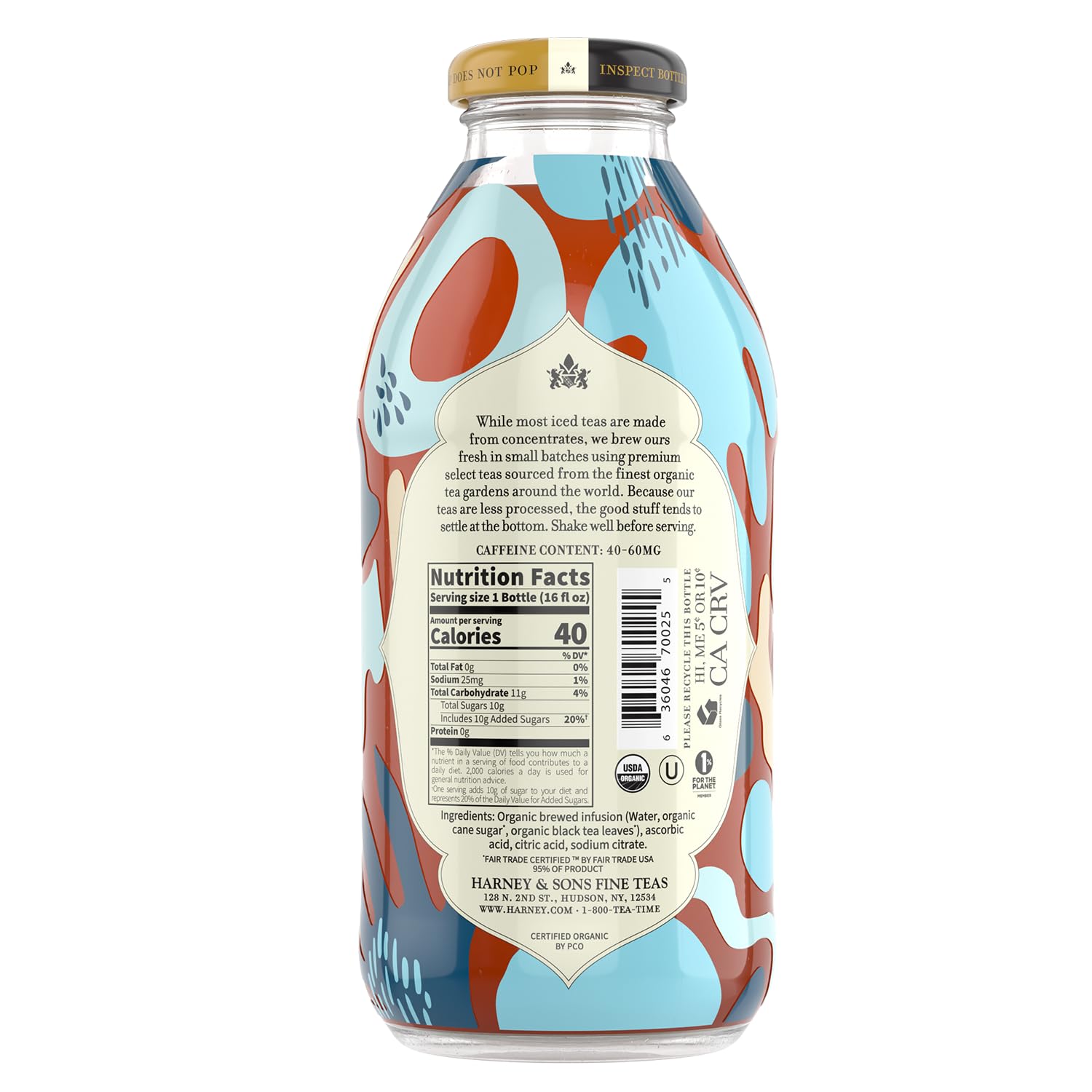 Harney & Sons Organic Black Iced Tea, Glass Bottles,16 oz bottles (Pack of 12) - Image 4