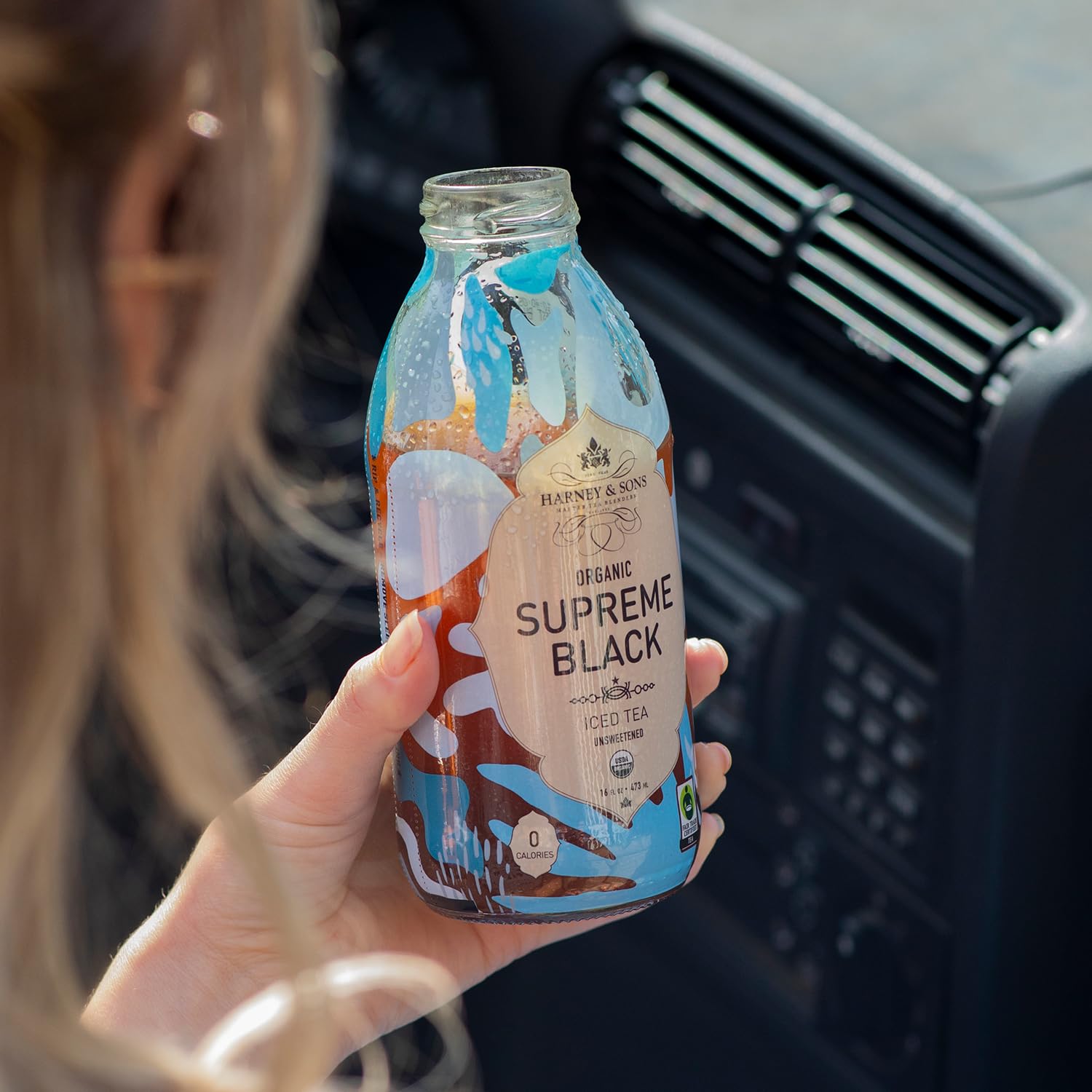 Harney & Sons Organic Supreme Black Unsweetened Iced Tea, 16 oz Glass Bottles (Pack of 12) - Image 3