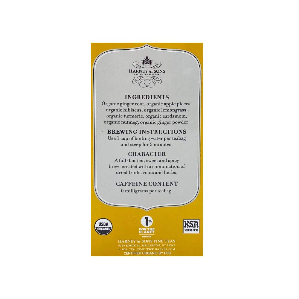 Harney & Sons Organic Tea Bags Ginger Turmeric, 20 Count - Image 4
