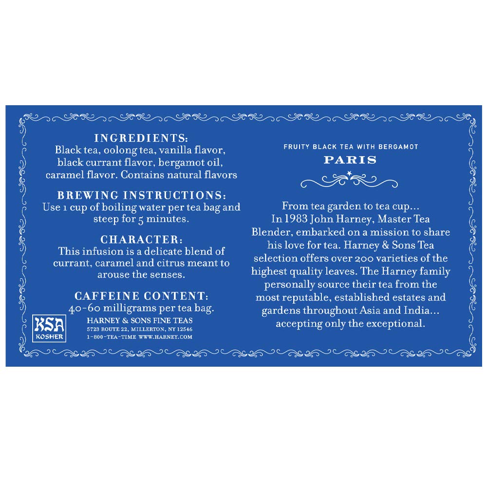 Harney & Sons Paris Black Tea | 50 Tea Bags | Fruity Vanilla & Caramel Blend with Hint of Lemony Bergamot - Image 4