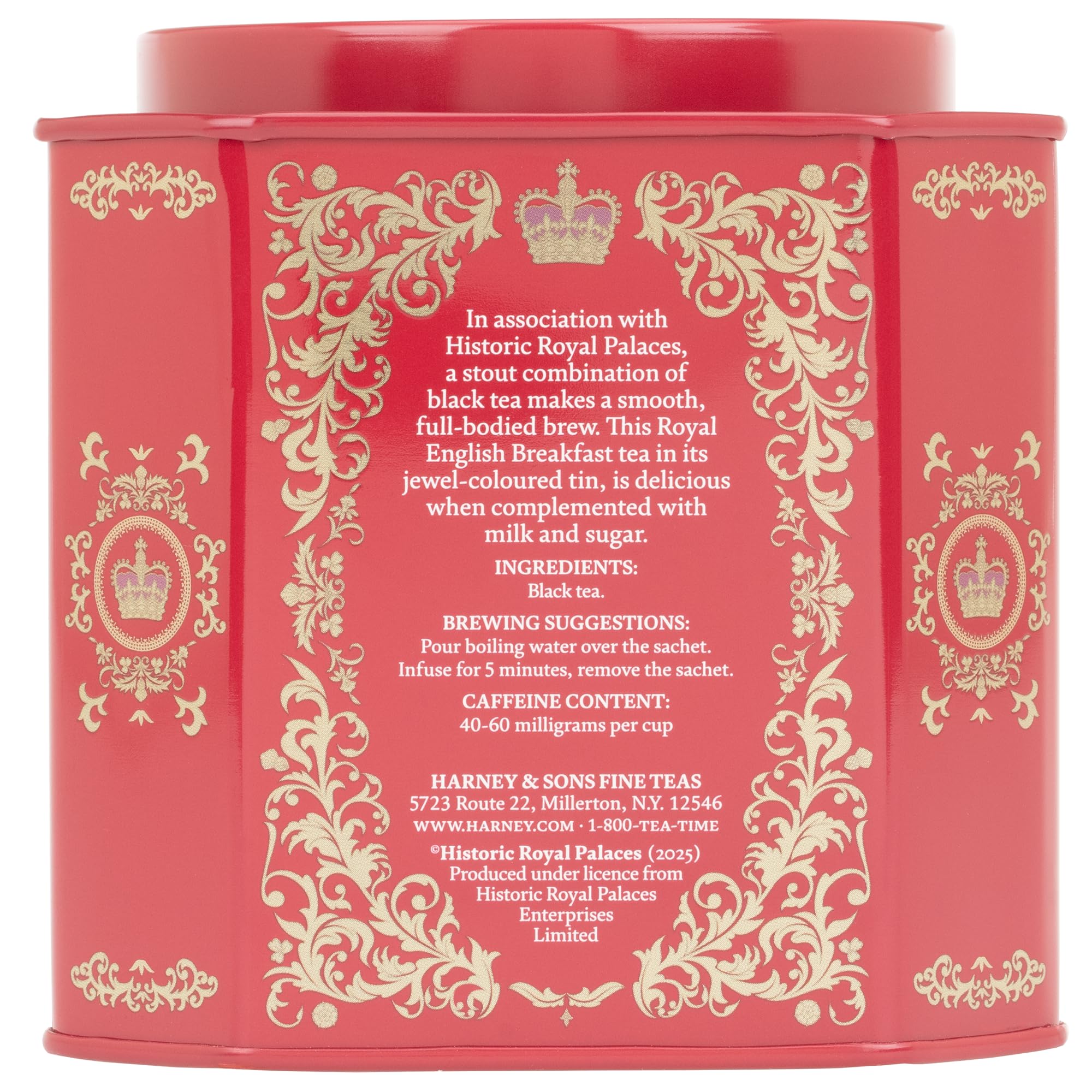 Harney & Sons Royal English Breakfast Tea – 30 Sachet Tin | Kenilworth Ceylon & Kenyan Milima Black Tea Blend, Kosher Certified & Gift-Ready (Tin Design May Vary) - Image 3