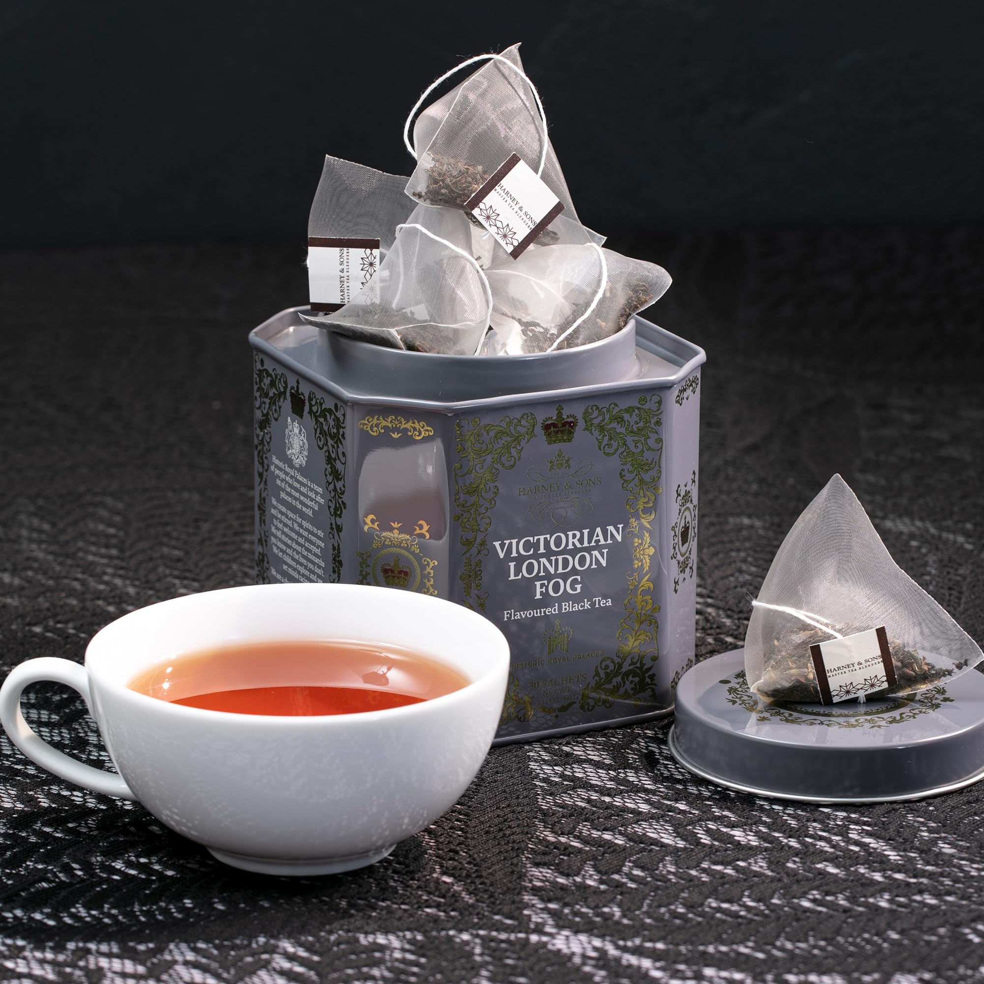 Harney & Sons Victorian London Fog Tea, Black and Oolong Tea with Citrus, Vanilla and Lavender | 30 Sachets, Historic Royal Palaces Collection (Tin Design May Vary) - Image 7